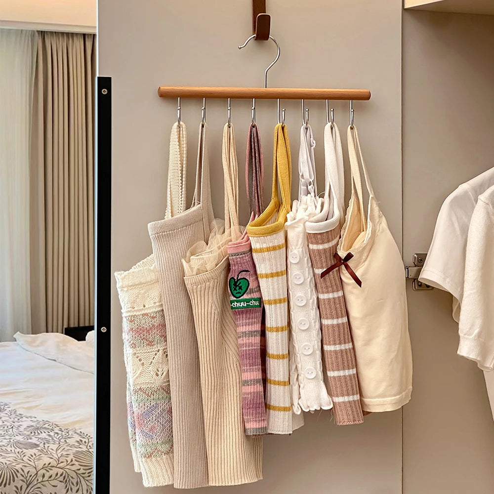 Wooden 8-Hook Hanger Rack | Clothes, Hats & Accessories Organizer