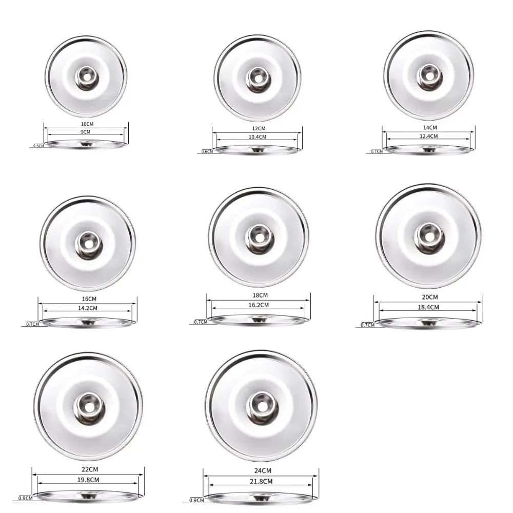 New 10-24cm Round Pot Lid Thicken Stainless Steel Lid Pot Cover Universal Replacement Saucepan Cover Kitchen Supplies Oasis Select