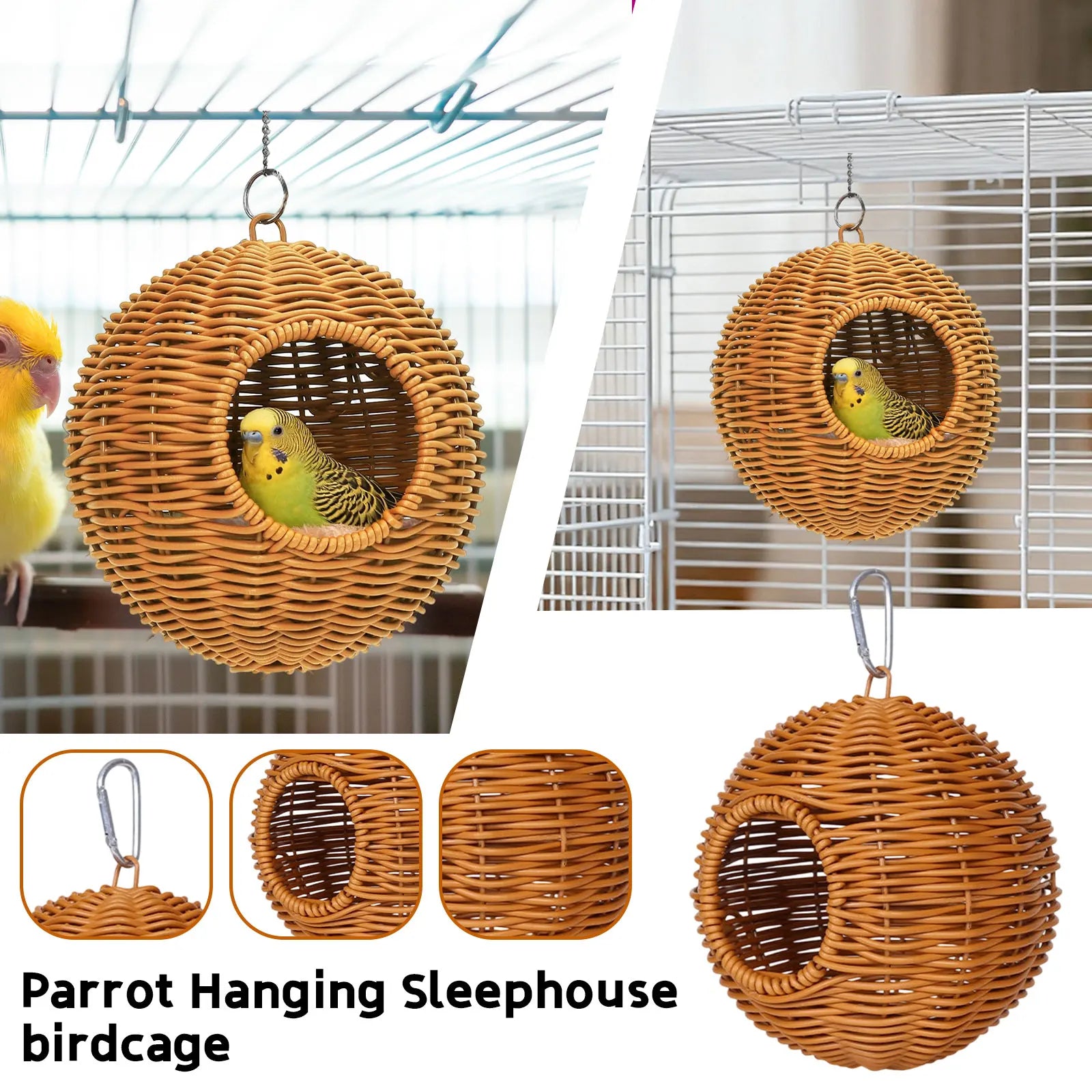 Spherical Parrot Hanging Nest – Bird Sleeping & Breeding House Bird Hanging Nest Oasis Select