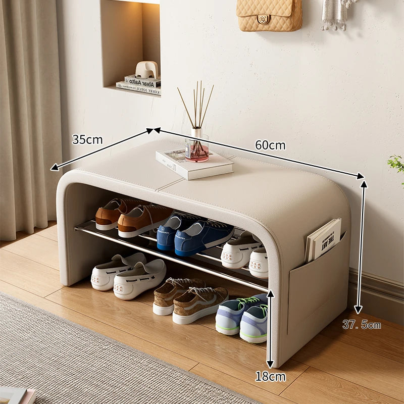 Light luxury shoe changing stool for home use, shoe wearing stool, shoe cabinet, integrated bed end stool Oasis Select Off-white 60