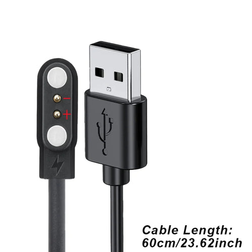 2-Pin Magnetic USB Smartwatch Charging Cable – 2.5mm Black Smartwatch Charging Cable Oasis Select