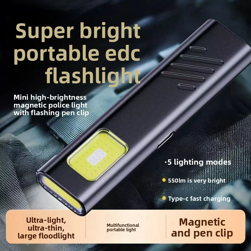 Emergency Portable Rechargeable Mini LED Keychain Flashlight 800LM Magnetic Pocket Torch Light for Work, Camping, Car Use Oasis Select