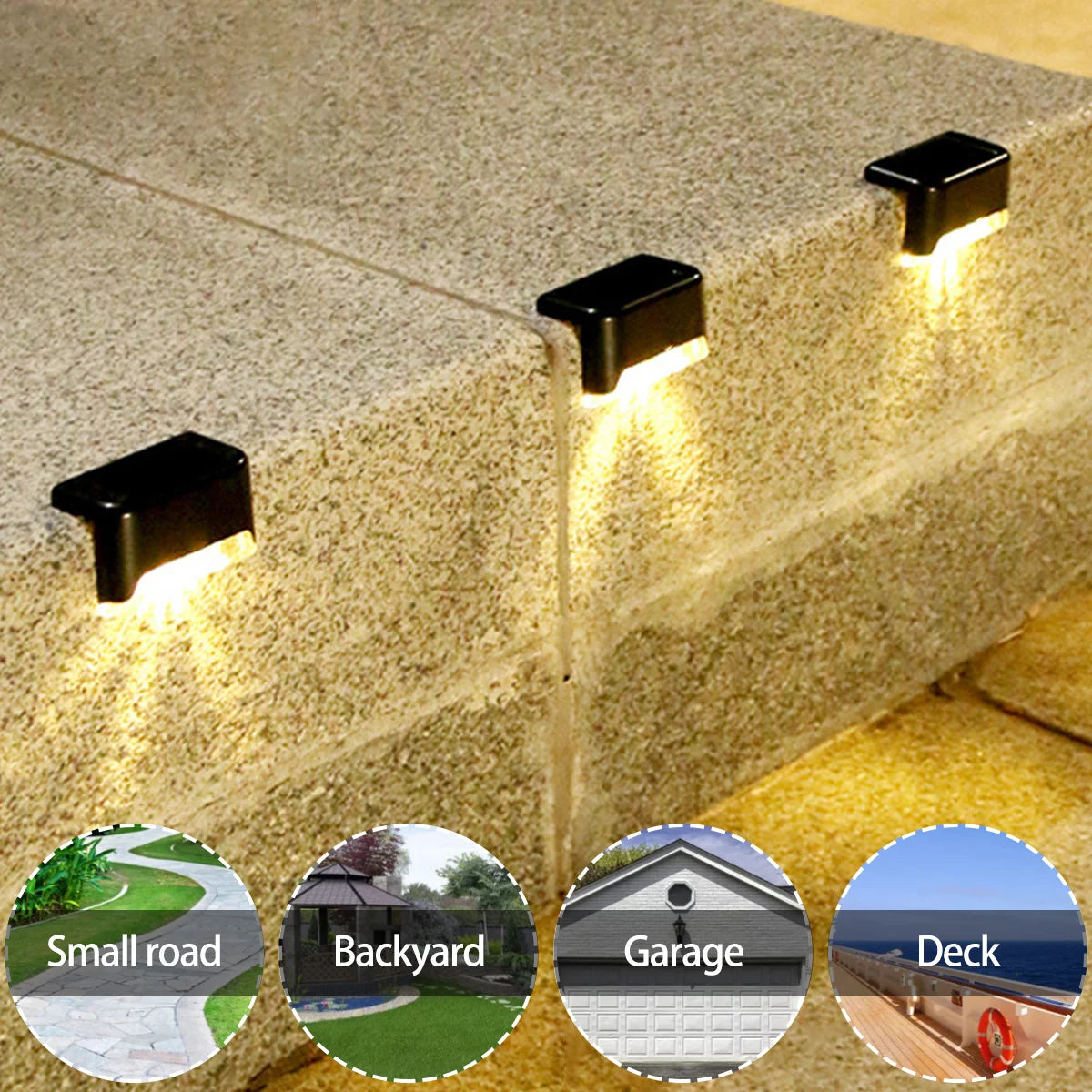 Solar LED Lights Outdoor Solar Lights IP65 Waterproof Garden Light Solar Step Lamps Deck Lights Fence Courtyard Garden Decor Oasis Select