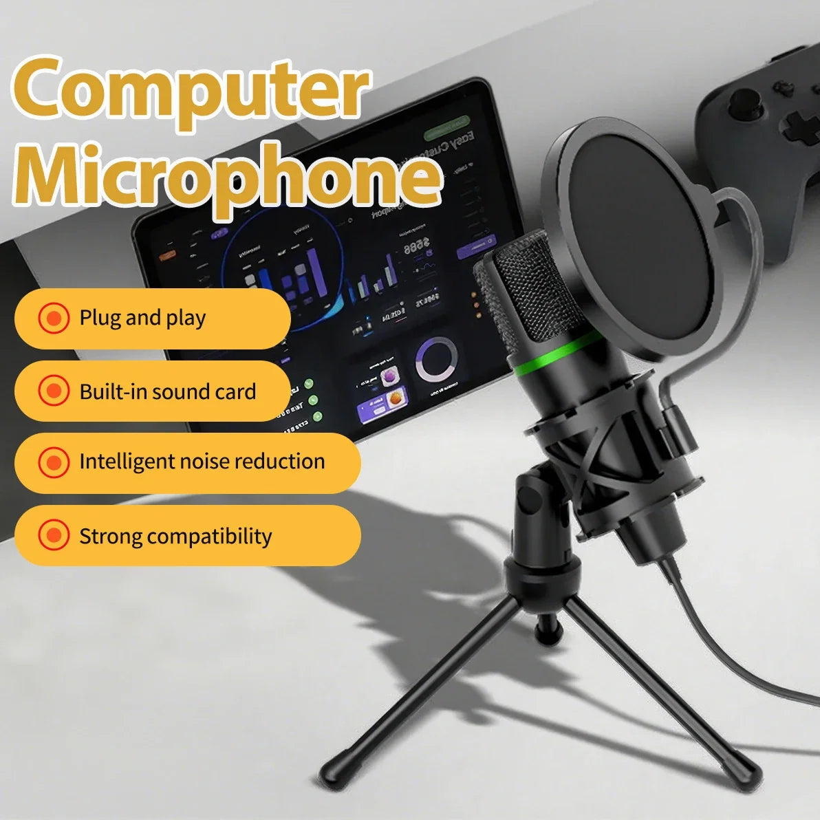 AyeBeau USB Condenser Microphone – RGB Gaming, Streaming & Podcast