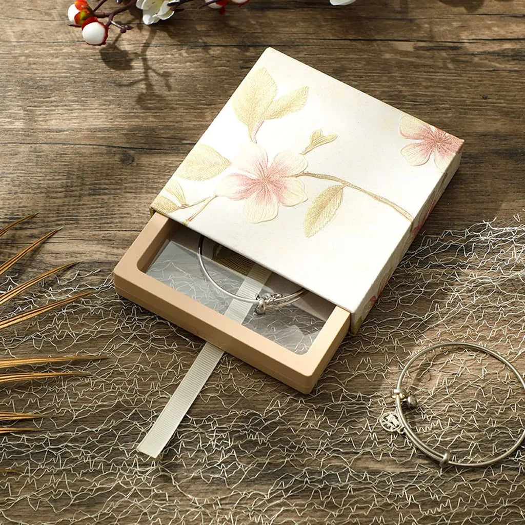 Retro Floral Embossed Drawer Jewelry Box | PE Film Display