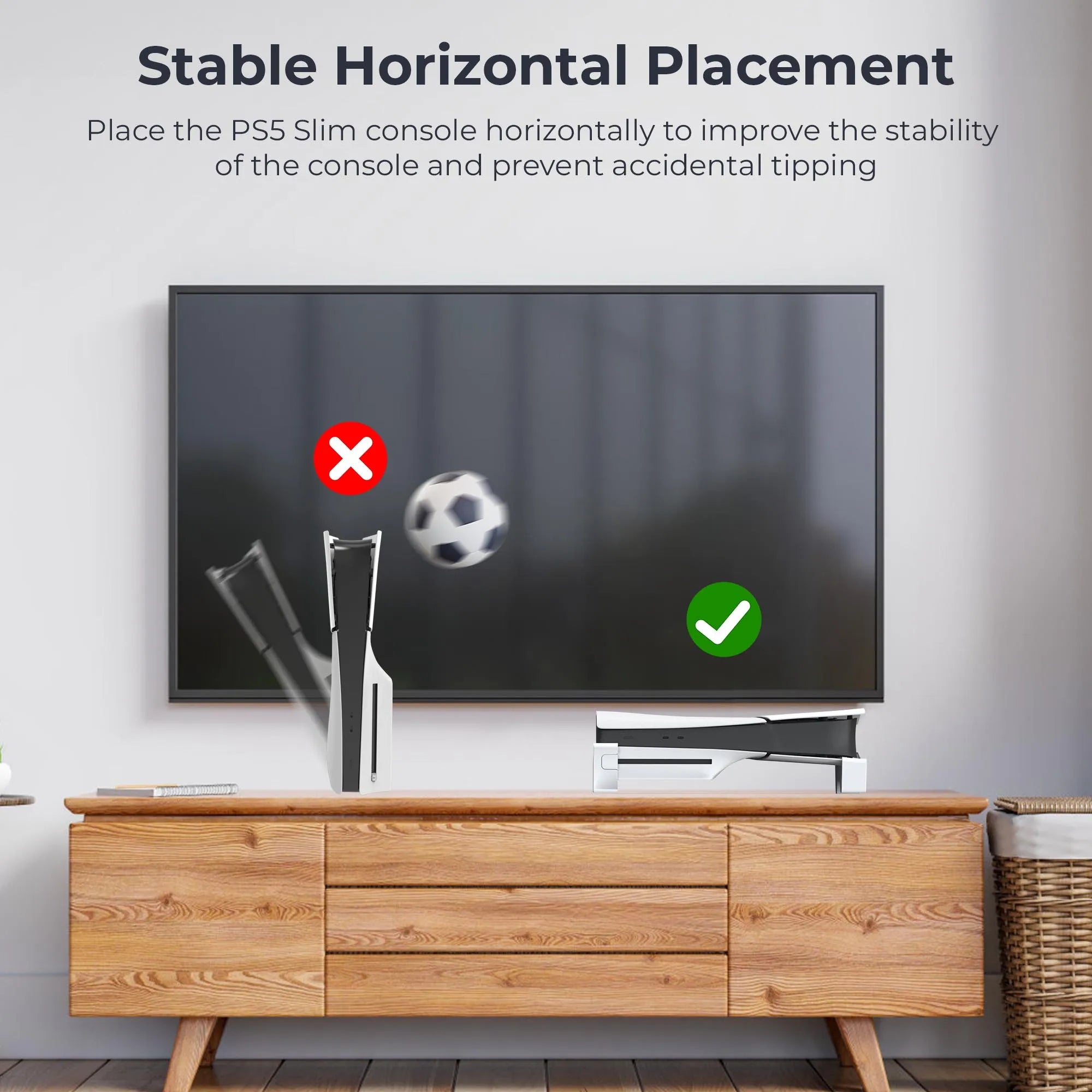 Horizontal Stand for PS5 Slim & Pro – Anti-Slip Cooling Base