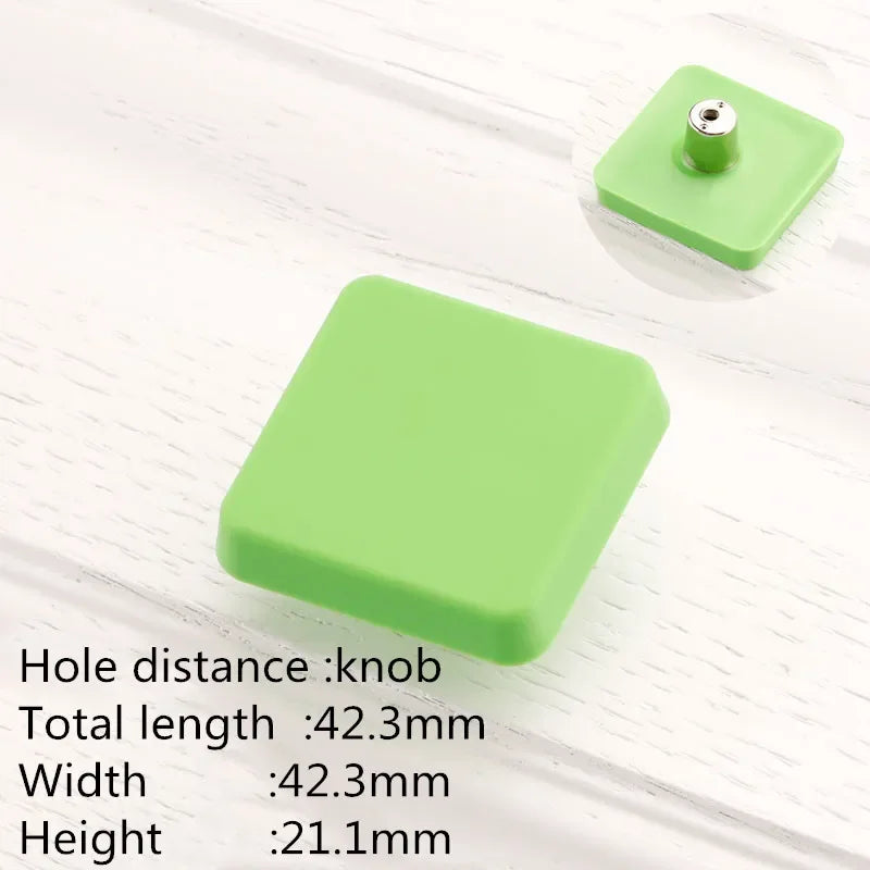 Children Room Rubber Cabinet Knobs and Handles Wardrobe Door Drawer Pulls Cute Star White Cloud Furniture Handle Oasis Select square green