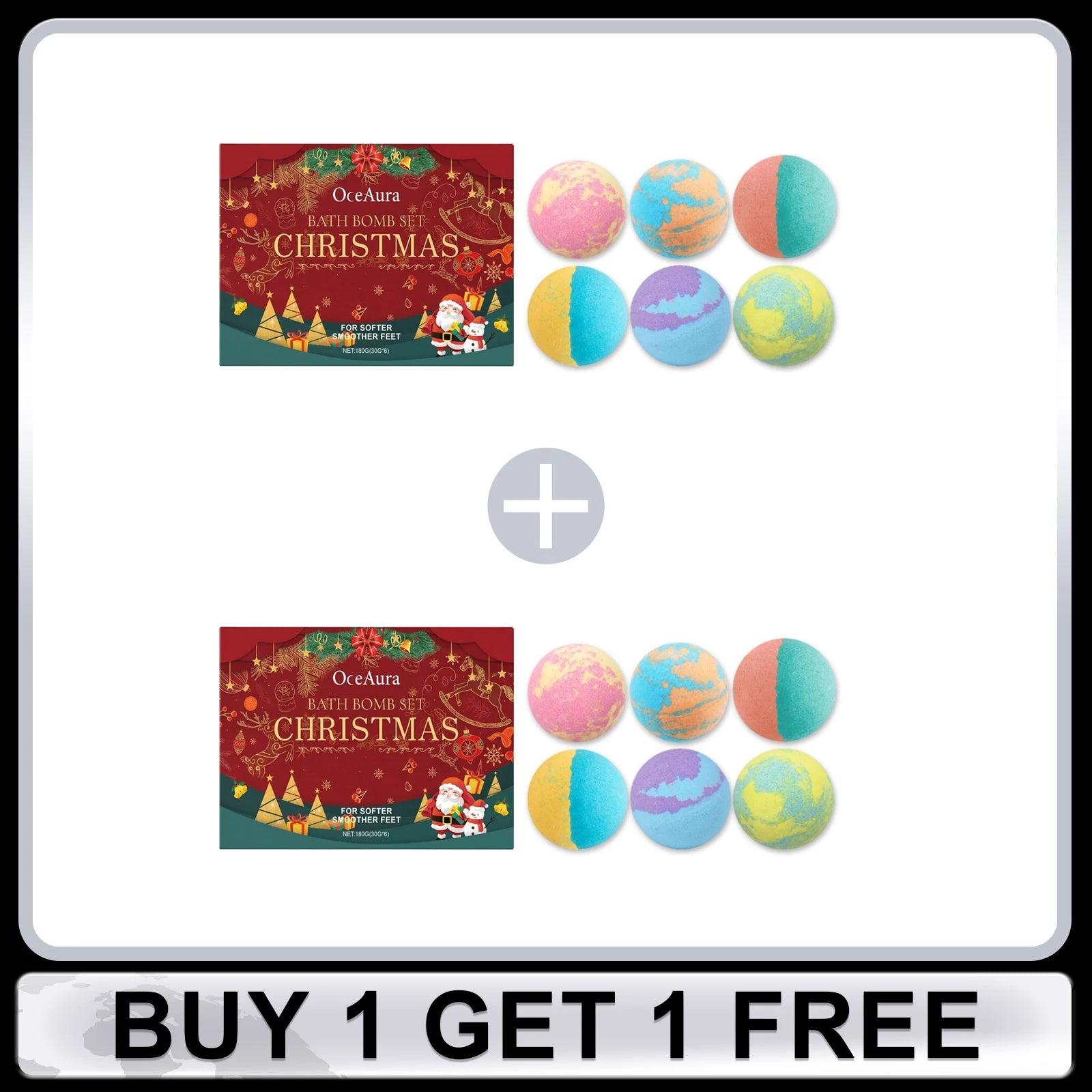 Christmas Bath Ball Set Gentle Cleaning Skin Moisturizing Peeling Bath Ball with Essential Oils Lasting Fragrance Body Care Oasis Select Buy 1 Get 1 Free 180g