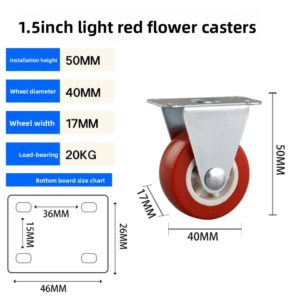 1-2inch Furniture Caster PVC Red Universal Wheel Swivel Caster Roller Wheel For Platform Trolley Accessory Oasis Select