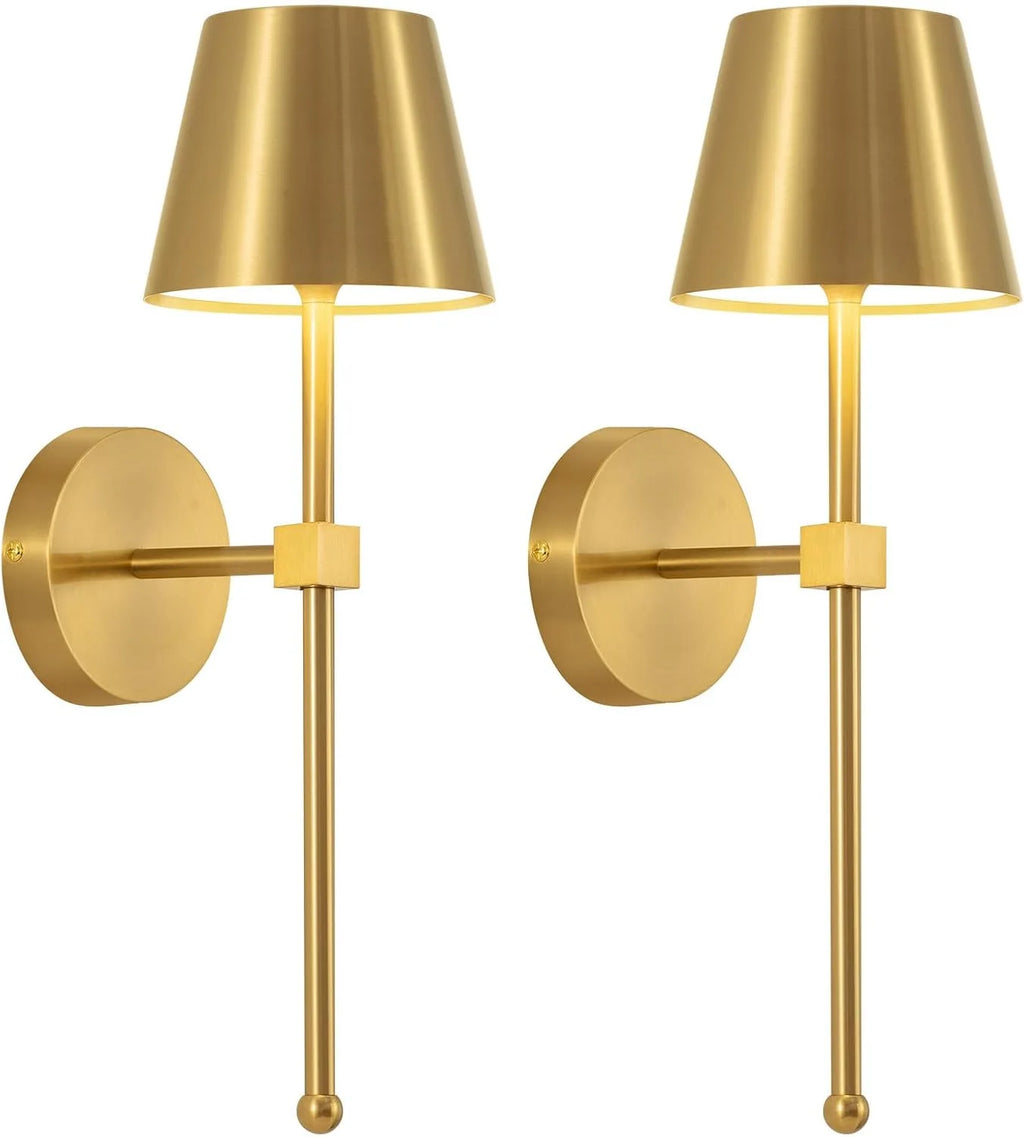 American-style No-wiring Bedroom Bedside Lamp Living Room Decoration Remote-controlled Gold Wireless Charging Dimmable Wall Lamp Oasis Select Gold 2PCS Top touch version