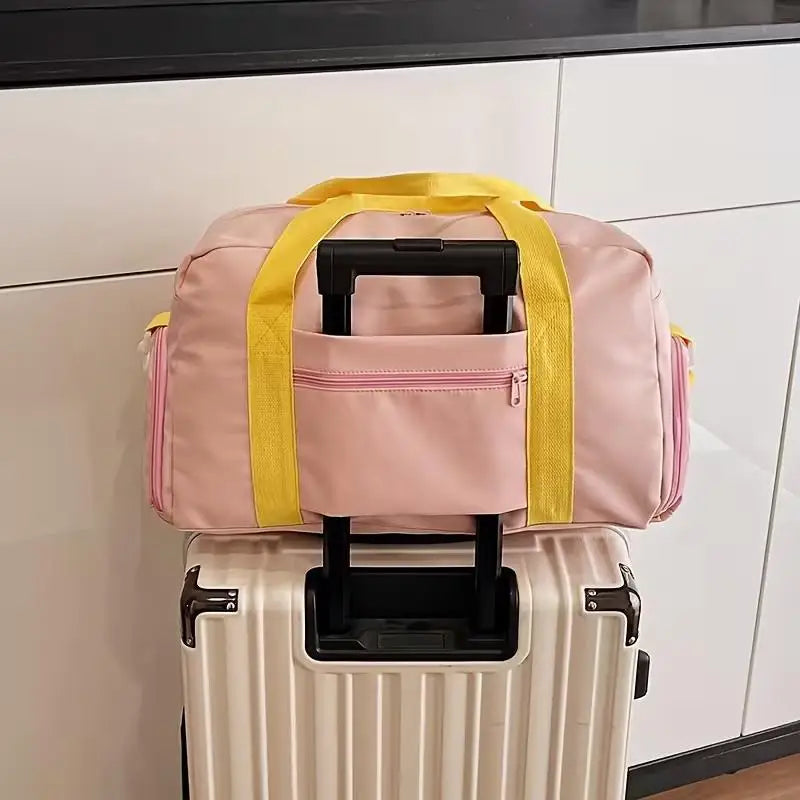 Large Capacity Color Block Tote Bag Fashion Contrast Color Handbag Casual Portable Shopper Bag for Women Daily Use Oasis Select