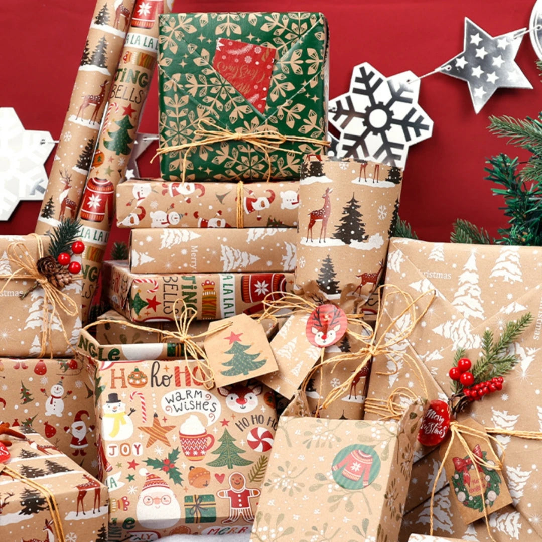 50x70cm Xmas Gift Paper Recyclable Kraft Wrapping Paper Christmas Wrapping Paper Sturdy For Wedding Winter Holiday Christmas Oasis Select