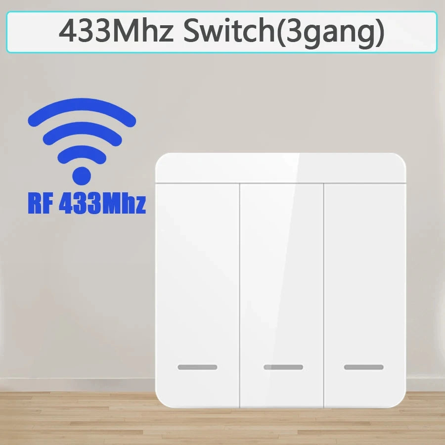 433MHz Wireless Wall Switch 1/2/3 Gang + RF Remote 110V/220V Wireless RF Wall Switch Oasis Select 3 Gang Switch