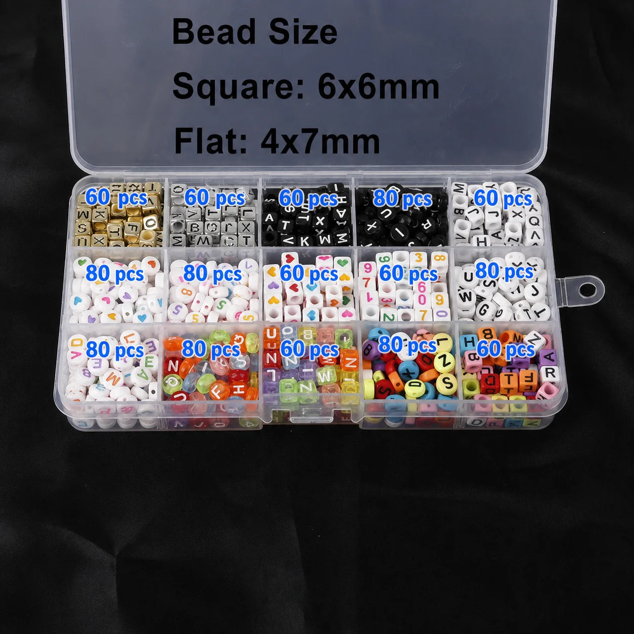 1080-Pc Acrylic Letter Bead Set | 15-Grid Box, DIY Jewelry Making