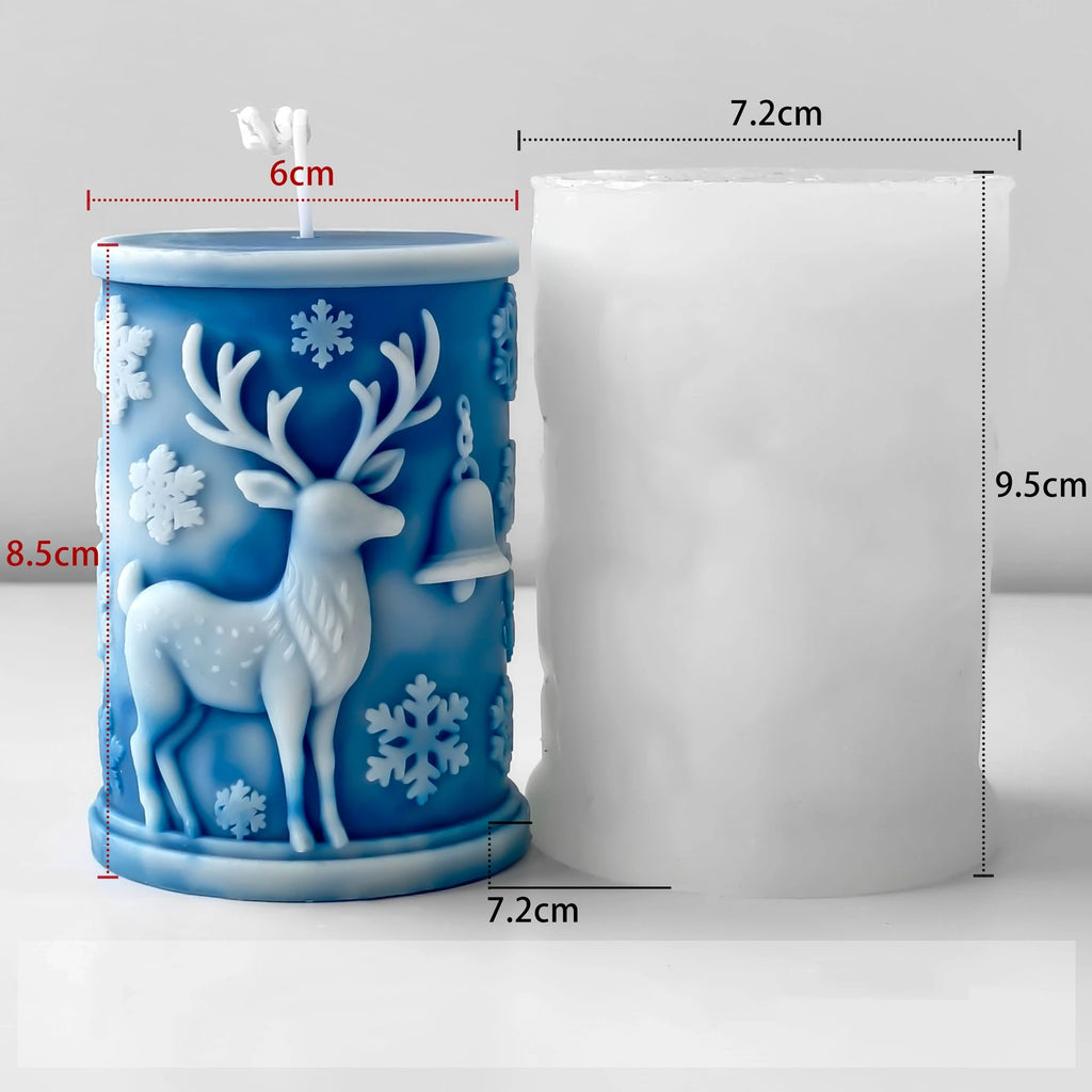 3D Relief Cylinder Christmas Snowflake Elk Silicone Candle Mold Christmas Tree Santa Aroma Plaster Mold Candle Making Supplies Oasis Select J-5325