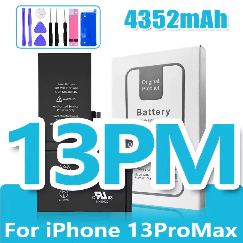 0 Cycle High Capacity Battery For iPhone 11 11Pro 12Pro 12 13 14 13Pro 14Pro Max Mini Phone Bateria + Free Tool Kit Oasis Select 13ProMax 4352mAh