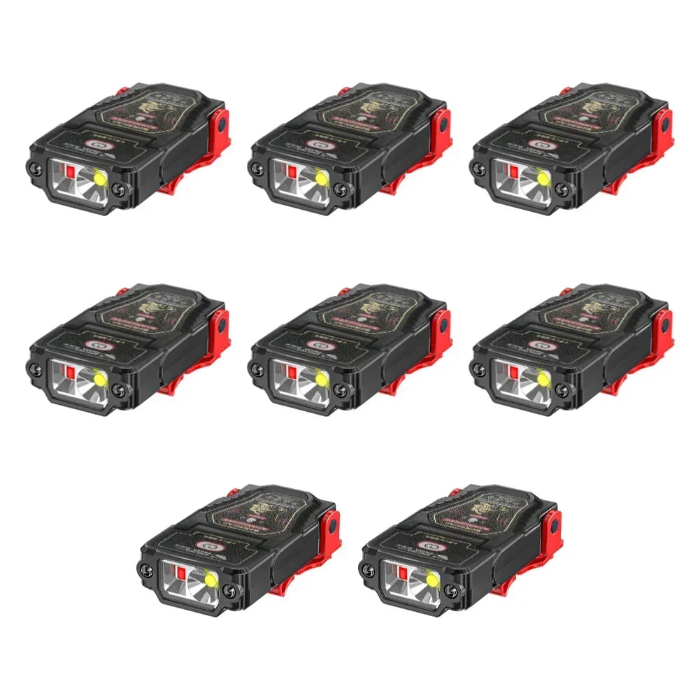 1-10PCS Mini Sensor LED Headlamp Hat Cap Clip Lights Rechargeable Head Torch Waterproof Headlight Flashlight for Camping Fishing Oasis Select XHK12 8pcs