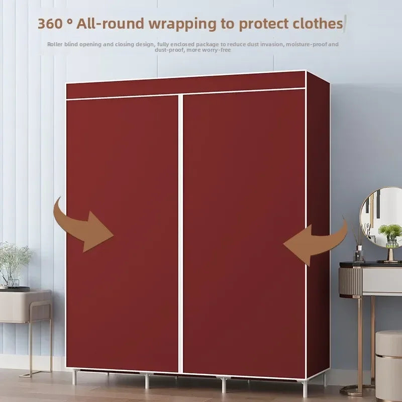 Multi-functional Simple wardrobe assembly wardrobe household simple storage steel frame modern wholesale cloth wardrobe Durable Oasis Select