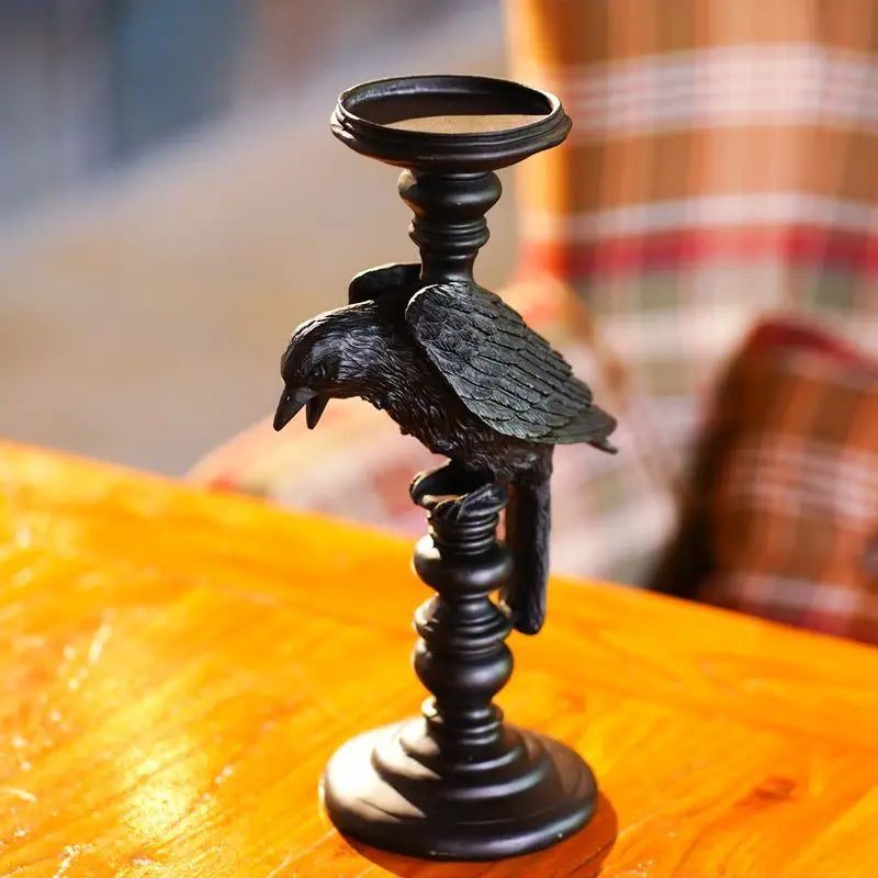 Diablo Halloween Crow Candlestick Decorative Ornaments Birthday Gift Couple Gift Home Desktop Resin Ornaments Candle Holders Oasis Select