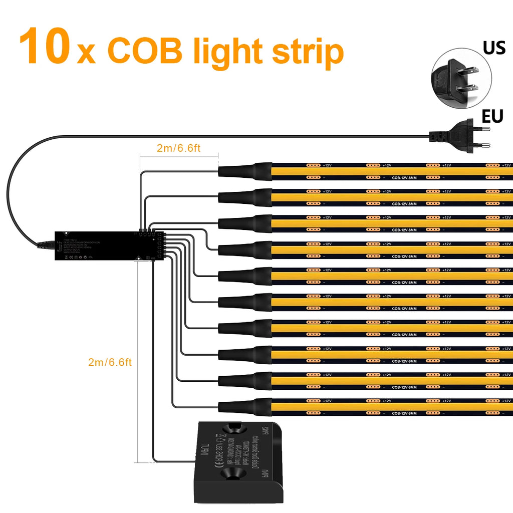 Door Sensor Switch Full Set Black LED Strip Light Power Kit Easy to Conceal,12V PCB COB Tape For Kitchen Cabinet Wardrobes Decor Oasis Select 10pcs COB Strip Nature White US Plug|1m