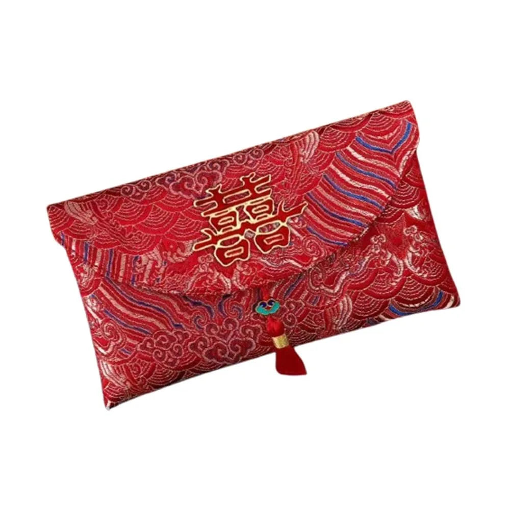 Chinese Style New Year Red Envelope Traditional Embroidery Wedding Money Pocket Cloth with Tassel 2026 Lucky Money Bag Birthday Oasis Select Style 3 18x10.5cm