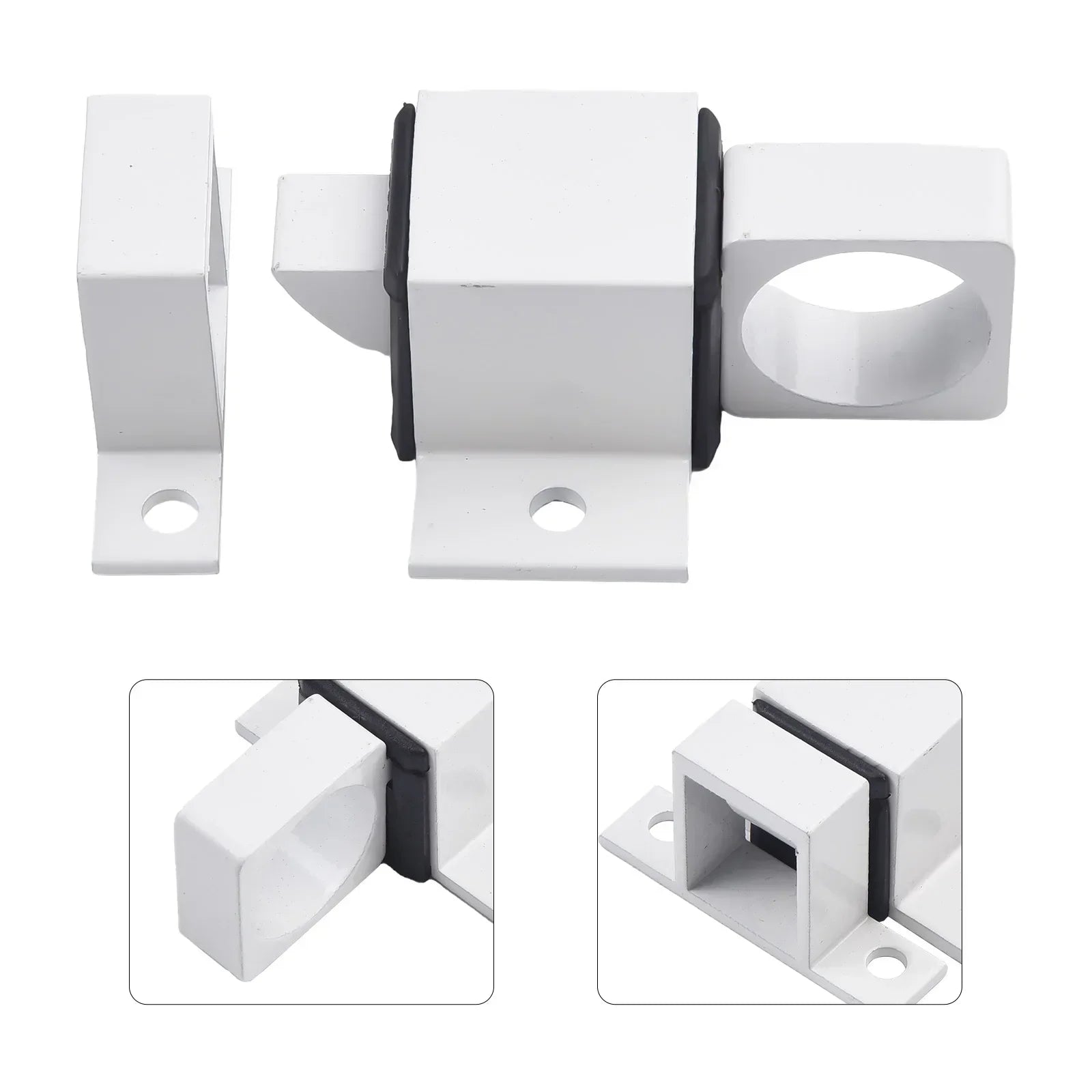 AAAAA AluminumAlloyBlack/Gray Window Gate Security Pull Ring Spring Bounce DoorBoltAutomatic Latch Lock Black Grey Window Oasis Select