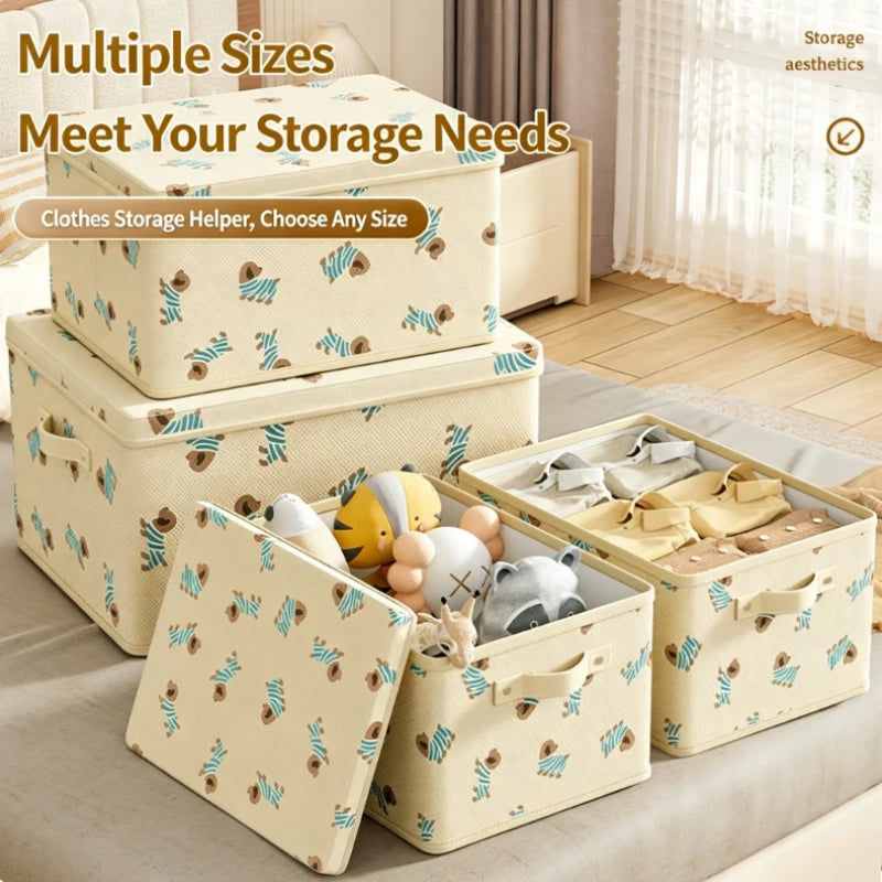 New Large Capacity Non-Woven Storage Box with Lid, Foldable Clothes Organizer for Wardrobe, Home Storage Solution, Storage Box Oasis Select