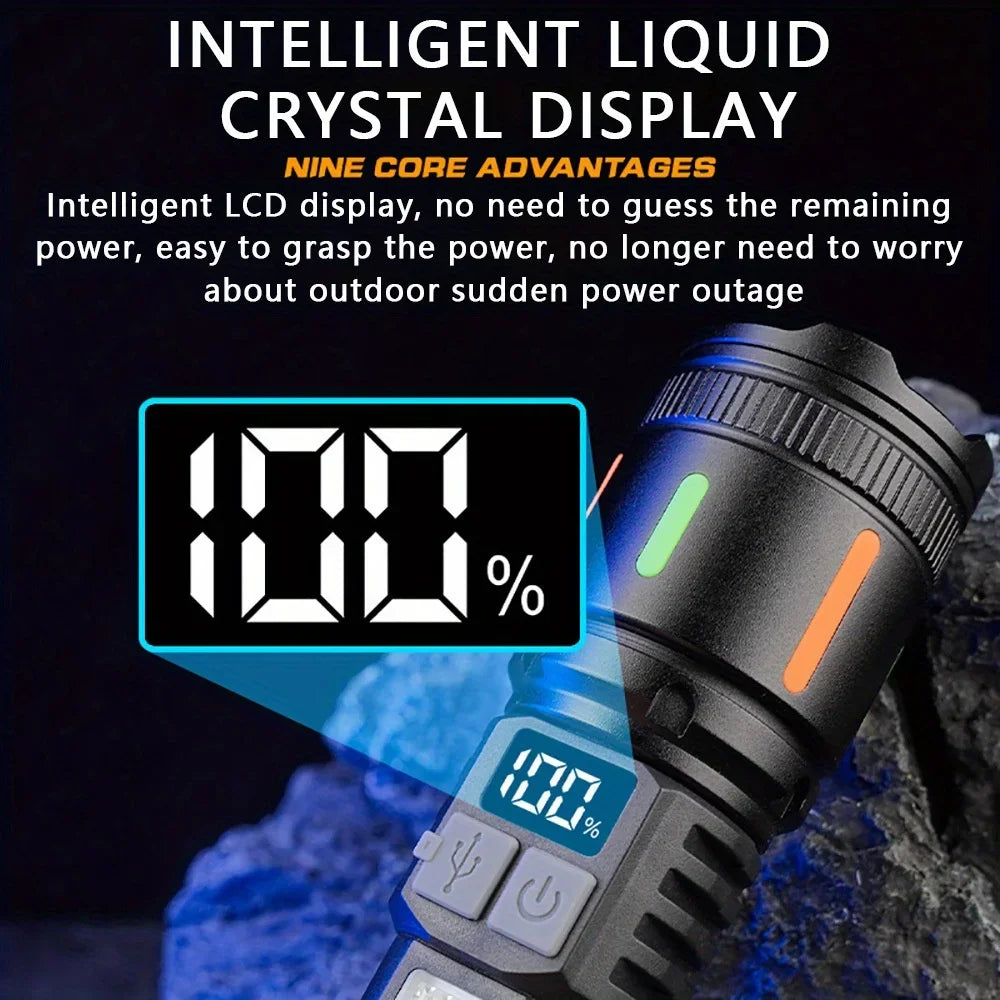 High Power LED Flashlight Telescopic Zoom Torch Type-C USB Rechargeable Flashlights Super Bright Emergency Light Oasis Select