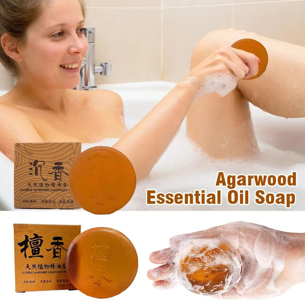 100g Agarwood Essential Oil Soap, Natural Agarwood /Sandalwood Soap Moisturizing Cleansing Bath Soap, Refreshing And Oil Control Oasis Select