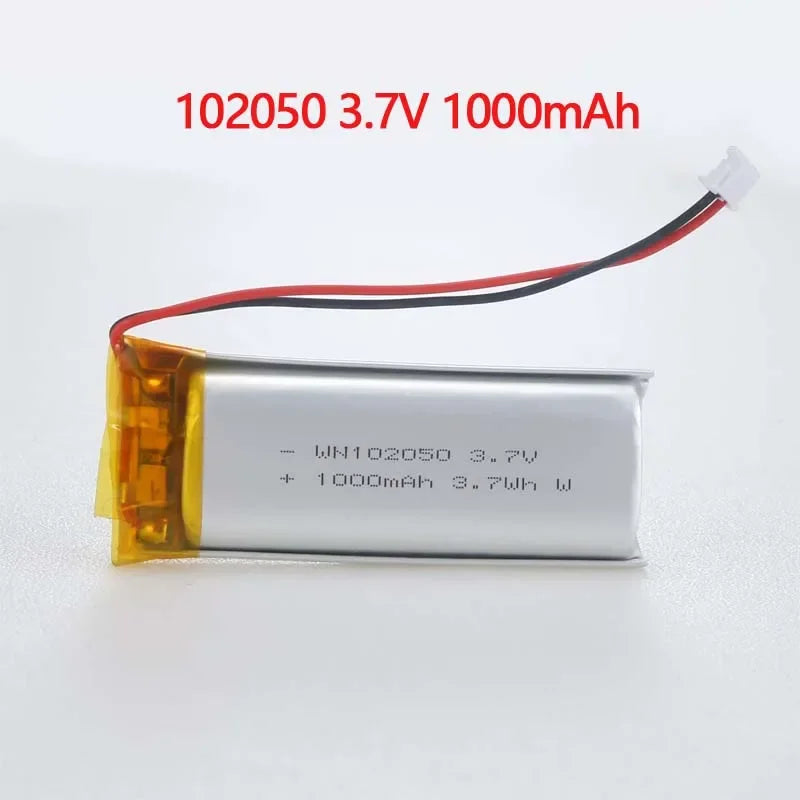 102050 3.7v 1000mAh Polymer Lithium Small Rechargeable Battery Li-Po for Steel Bluetooth Speaker Charging Tool Batteries MP3/4/5 Oasis Select