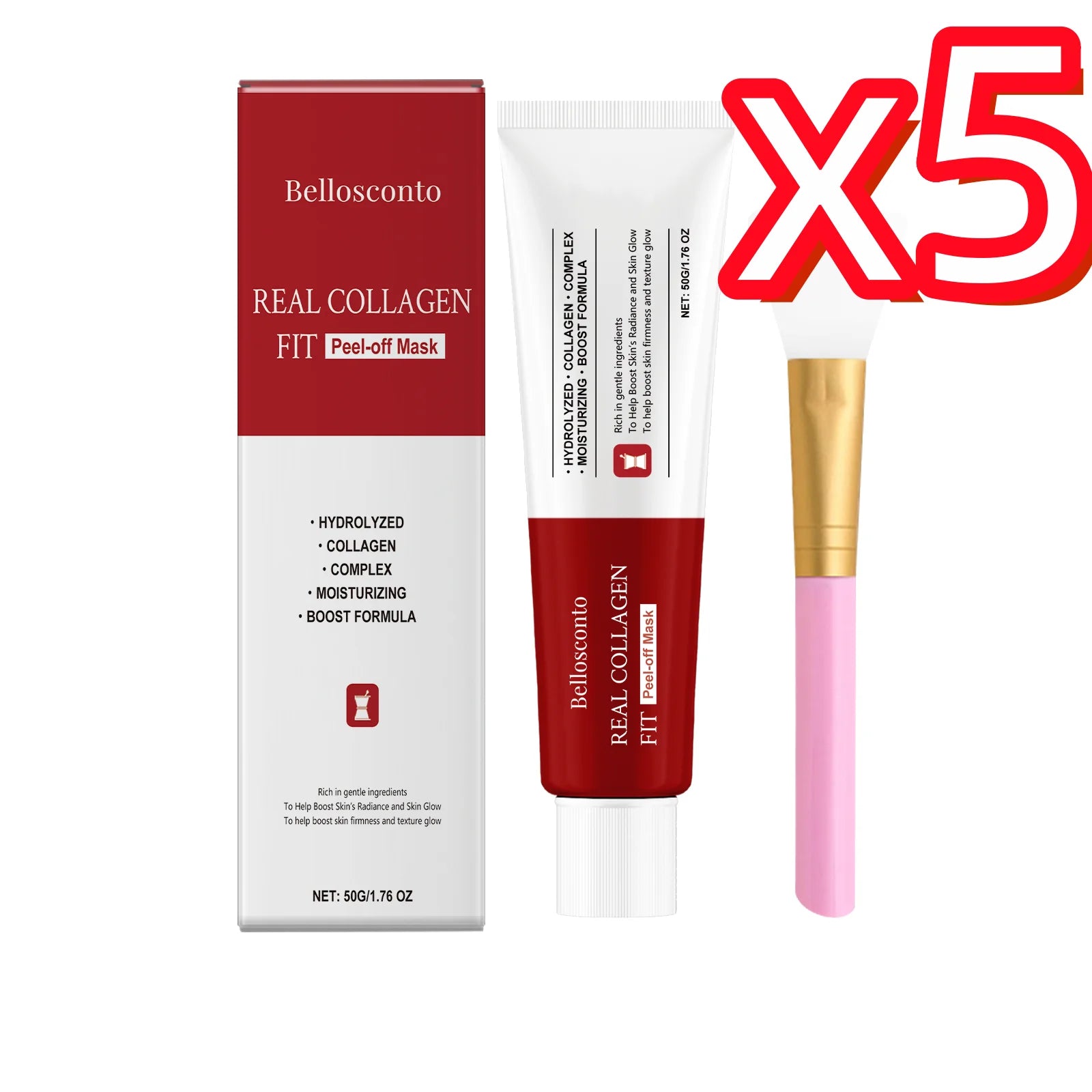 Collagen Peel Off Mask Clean Pores Exfoliating Remove Blackheads Reduce Oil Brighten Dull Skin Moisturize Smooth Skins Face Mask Oasis Select 1set Boxed x 5