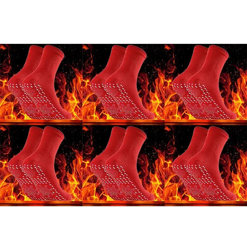9/6/3/1Pairs Magnetic Socks Self Heating Therapy Magnetic Therapy Pain Relief Socks Woman Men Self-Heating Socks Oasis Select 6 pairs-red