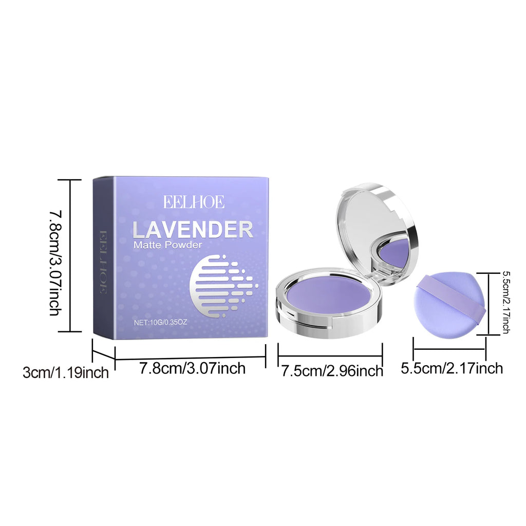 Lavender Matte Powder Oil Control Setting Powder Waterproof Smoothing Makeup Foundation Powder with Puff Loose Setting Powder Oasis Select