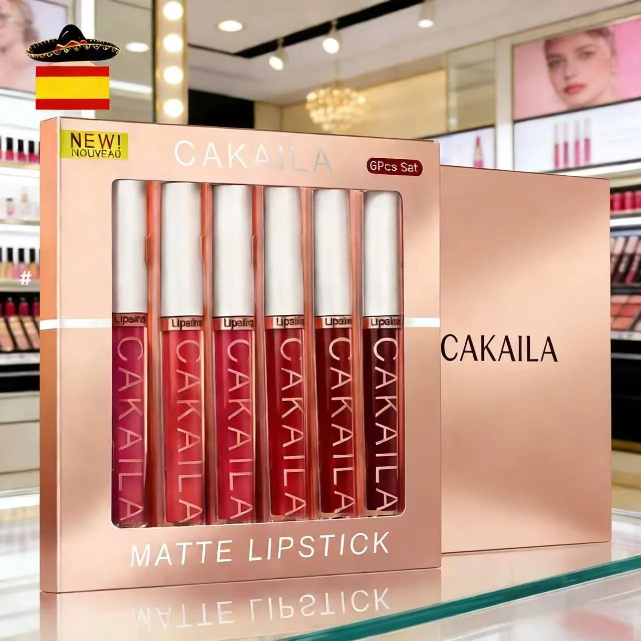 Matte Lip Gloss 6pc/set: Waterproof Lipstick Highly Pigmente Non-Stick Cup, Fiery Red Nude, Y2K Christmas Valentine's Day Gifts Oasis Select