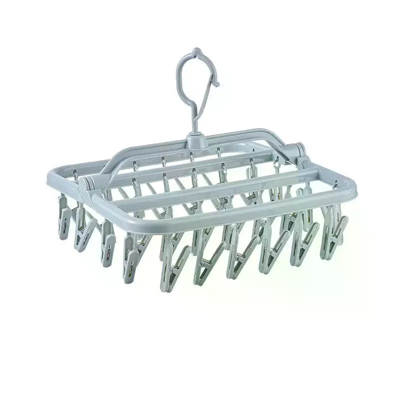 Foldable Laundry Drying Rack 32 Clips 360 Rotating Hook Lightweight Portable for Dorm Home Travel Small Garments Drying Oasis Select