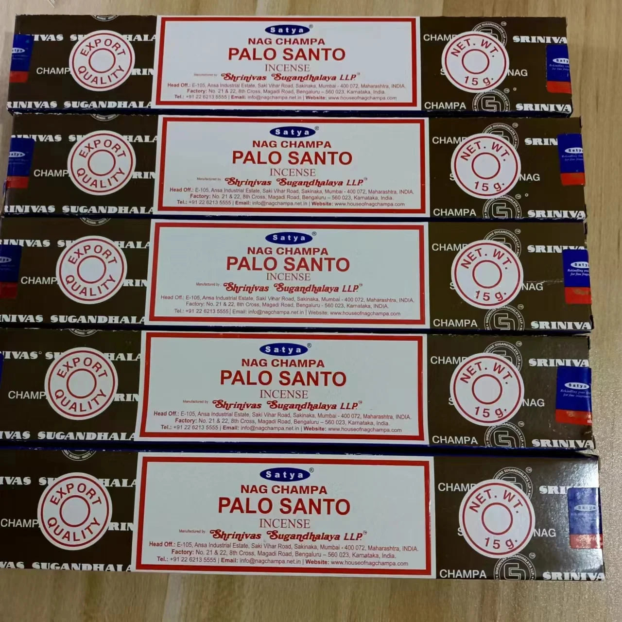 5BOX NAG Champa Incienso Satya Incense Collection Satya Handmade Sticks with Flavors Refreshing Medicinal Aromas Home Fragrances Oasis Select PALO SANTO 5 small box