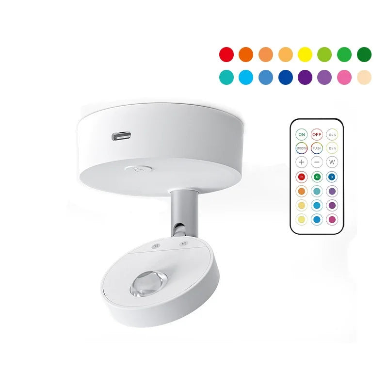 13-Color RGB LED Magnetic Spotlight – Remote Control & Dimmable