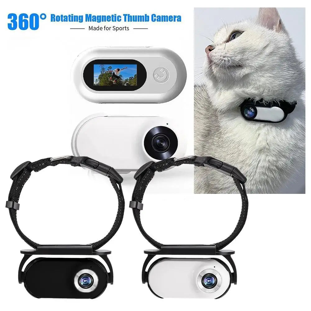 Cat Collar Camera 1080P HD Wide-Angle Mini Action Cam for Pets
