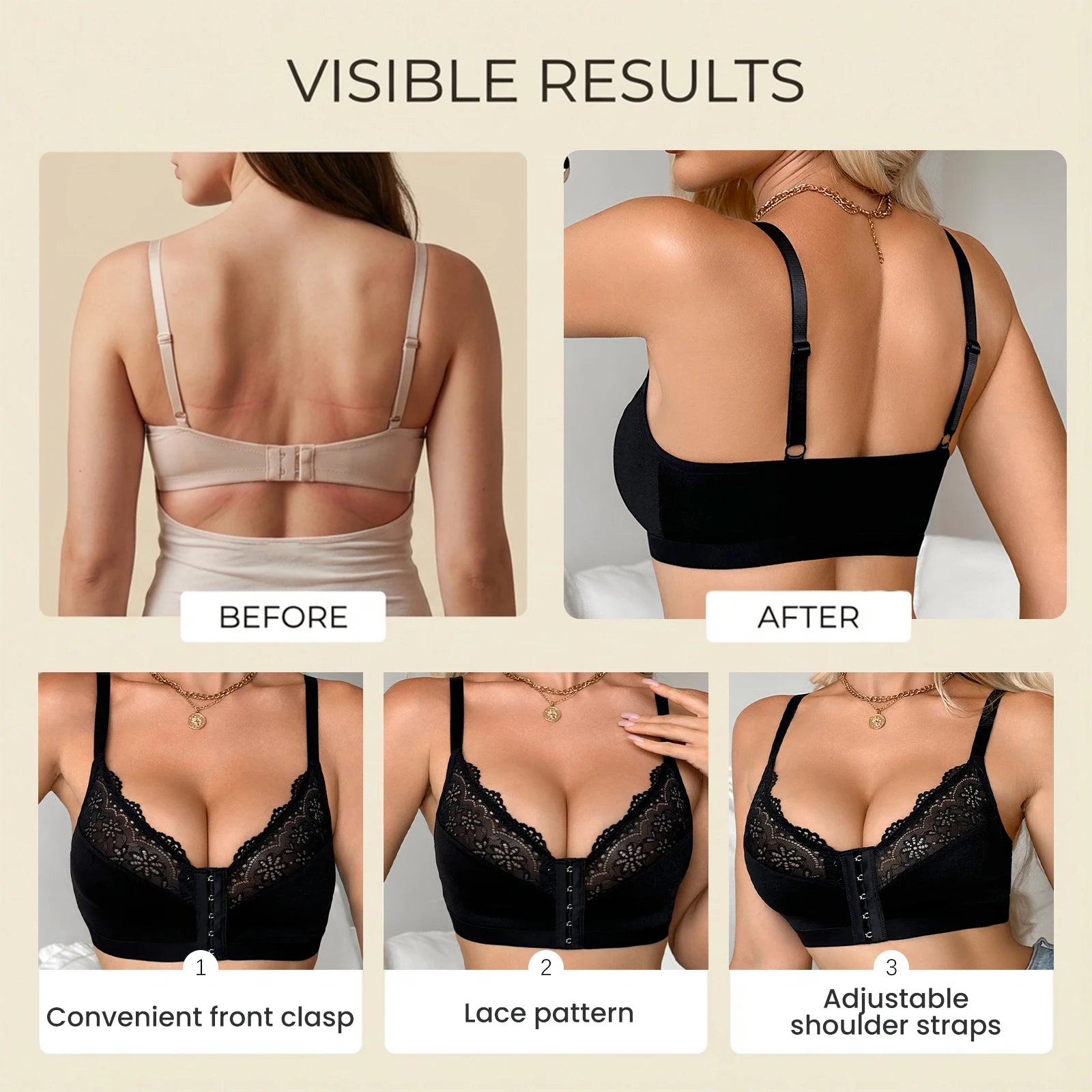 Lace Front Clasp Wire-Free Push-Up Bra | Everyday Comfort Lace Push-Up Bra Oasis Select