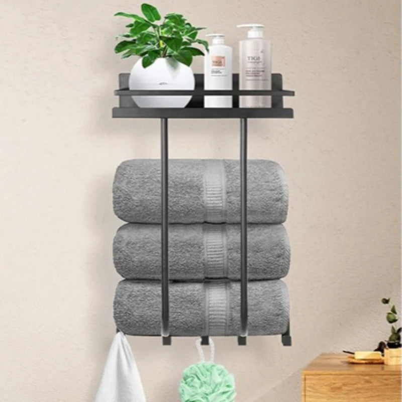 Towel rack Bathroom wall rack Wrought iron toilet wall-mounted bath towel towel storage rack Oasis Select