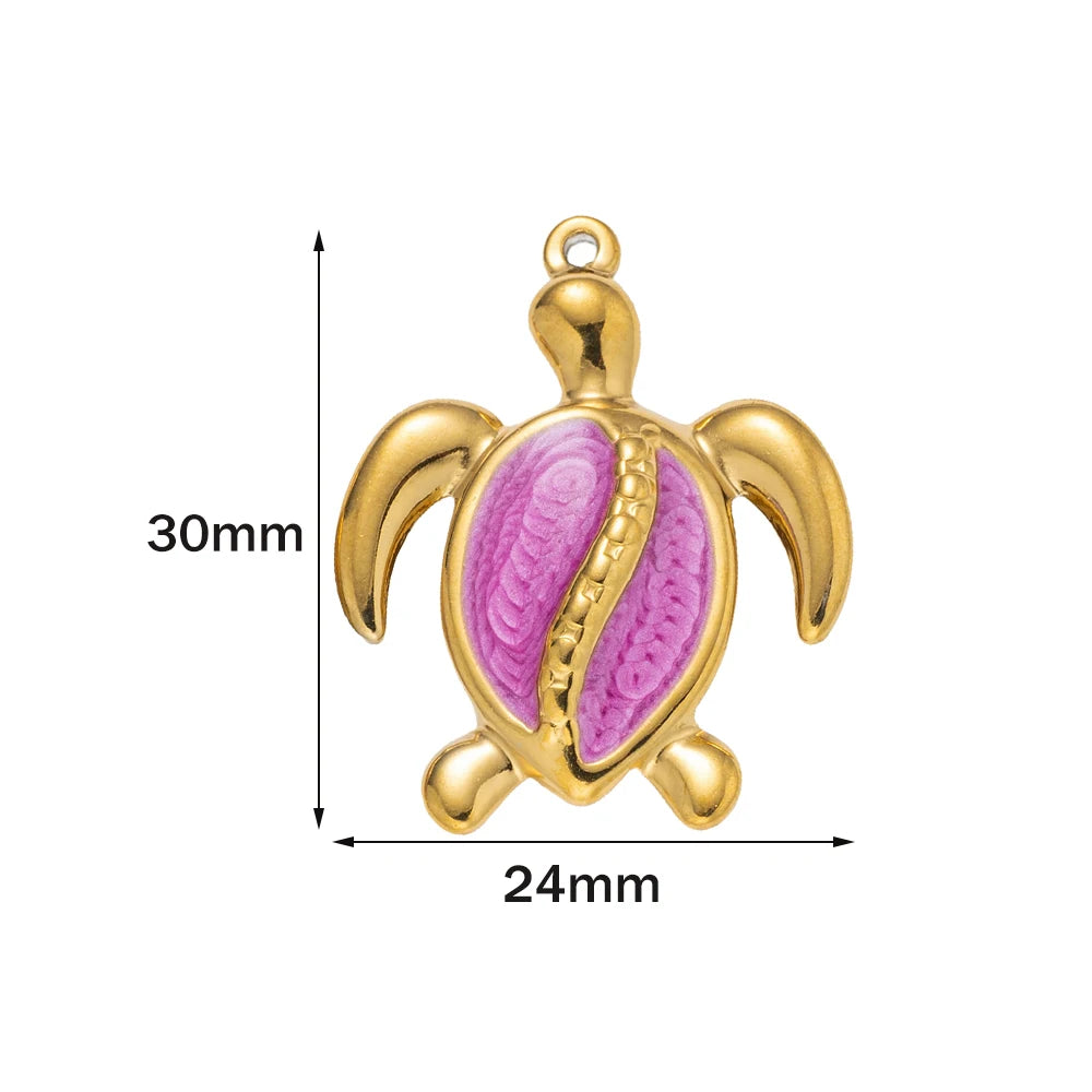 5pcs Stainless Steel Enamel Animal Sea Turtle Tortoise Charms Pendant for Bracelet Necklace Jewelry DIY Craft Making Wholesale Oasis Select Purple