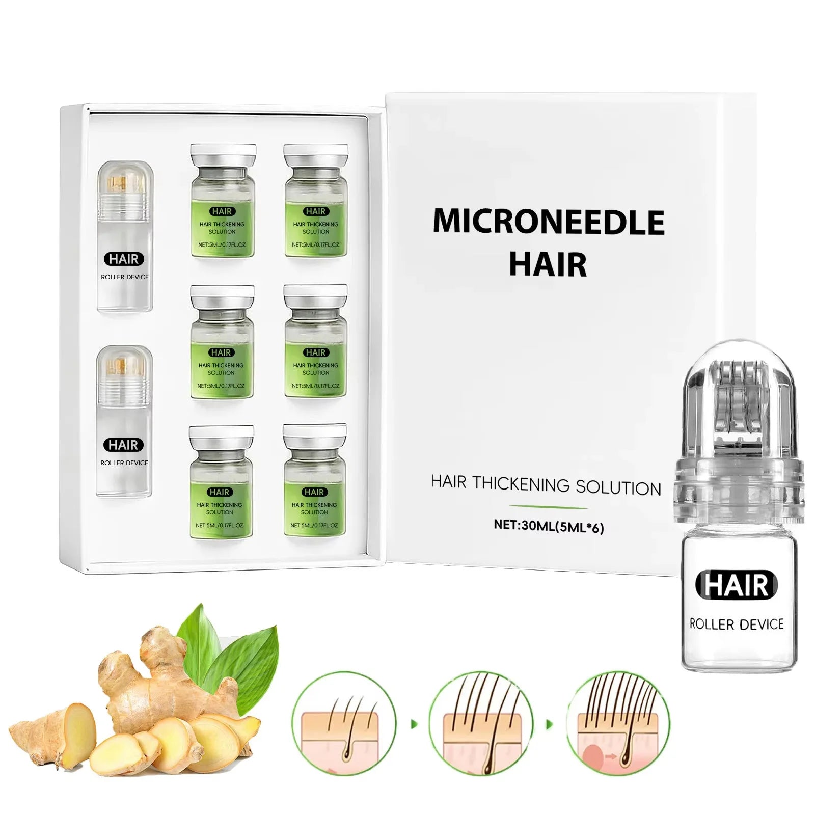 Hair Essential Care Serum Microneedle Roller Set Hair Follicle Care Nourishing Scalp Hair Care Hair Thicken Conditioner Essence Oasis Select