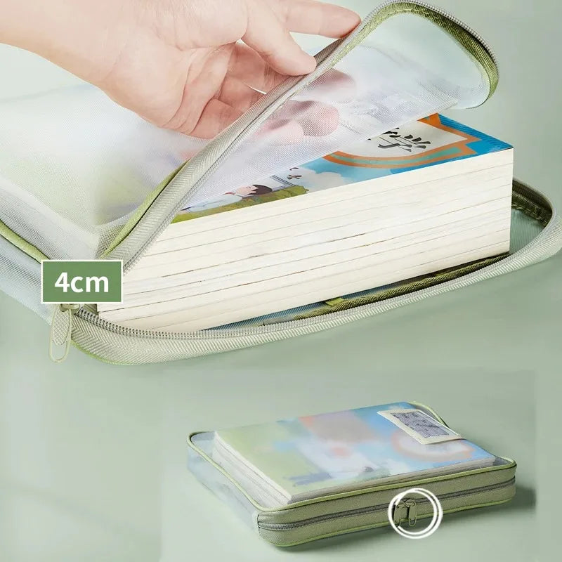 A4 Stationery Storage Bag Double-layer Mesh Zipper Bag Large Capacity Organizer Folders School Office Supplies Stationary Bag Oasis Select