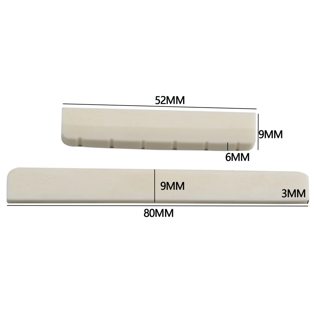 6 String Bone Guitar Bridge Saddle Nut White Bone Bridge Replacement Parts 80mm 52mm Real Bone Guitar Nut Saddle Bass For Music Oasis Select