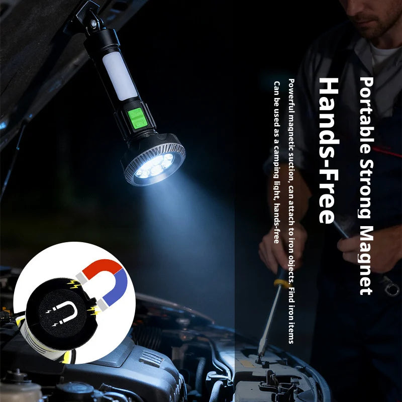 High Brightness Multi-Mode Flashlight with Side Lamp, USB Rechargeable Outdoor Torch Built with Durable Lithium Battery Oasis Select