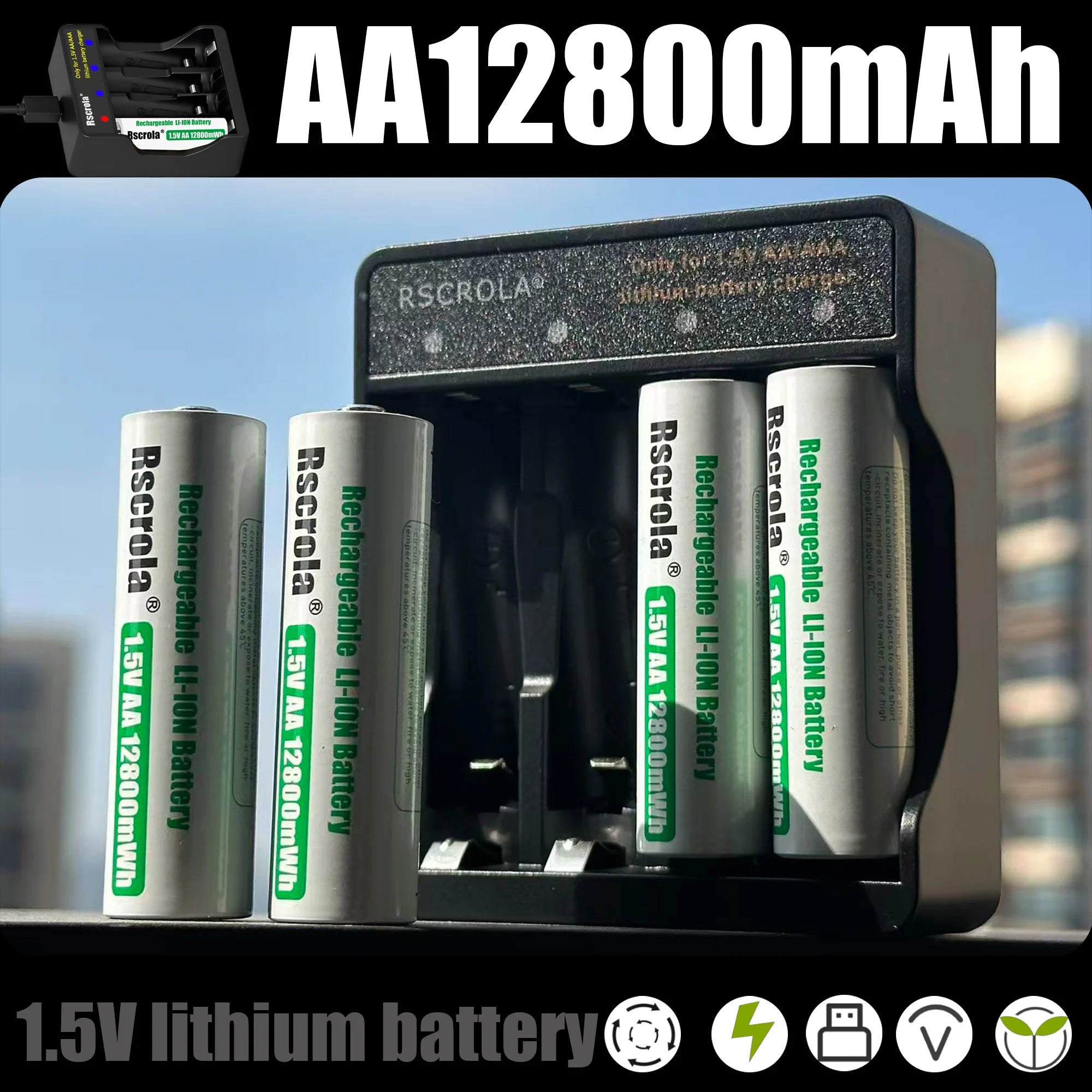 12800mWh 1.5V AA Battery Rechargeable Lithium-ion Battery AA Battery for remote control mouse fan Electric toy Oasis Select