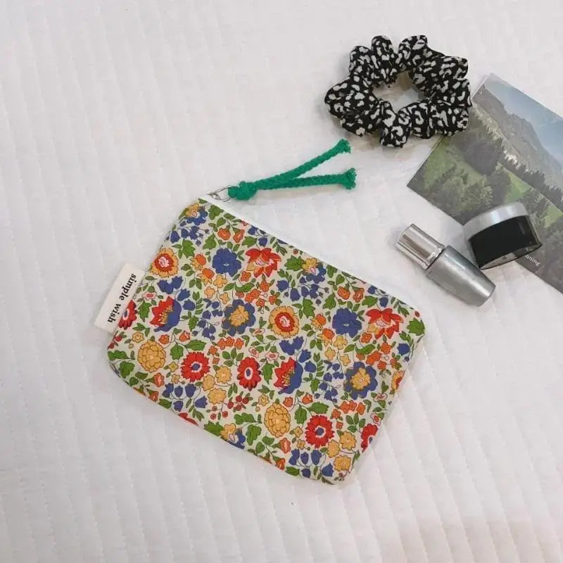 Floral Cotton Mini Cosmetic Pouch | Travel Makeup Organizer Cosmetic Pouch Oasis Select A9