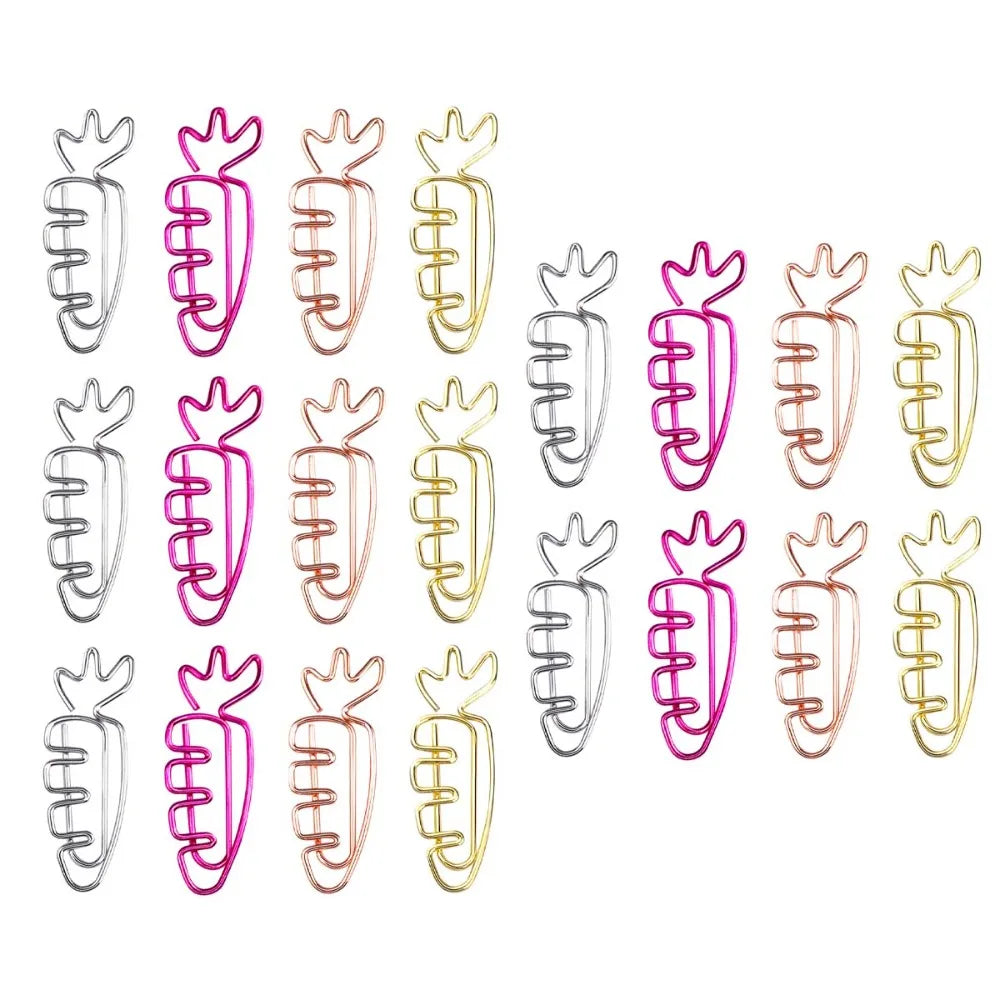 20pcs Students Stationery Carrot Shaped Paper Clips Cartoon Metal Metal Paperclip Cute Creative Bookmark Holder Office Oasis Select 20pcs