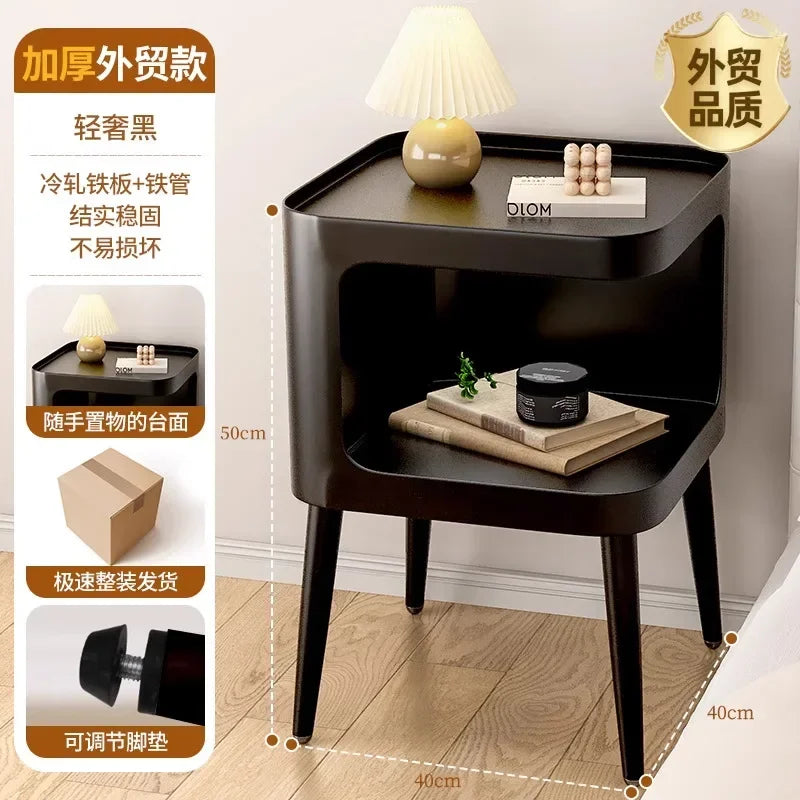 Cream wind living room sofa side table bedside table wrought iron creative bedside small coffee table small table Oasis Select SJ Black 40 50cm
