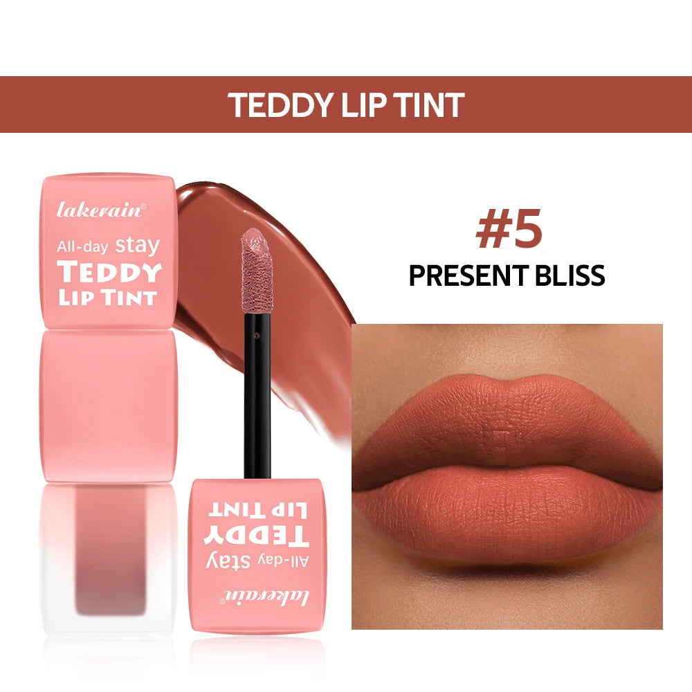 Teddy Lip Tint Waterproof Makeup Lip Stain Super Stay Long Lasting Matte Lipstick for Up To 12H Wear Mascara Tear 1 Count Oasis Select 5Present Bliss